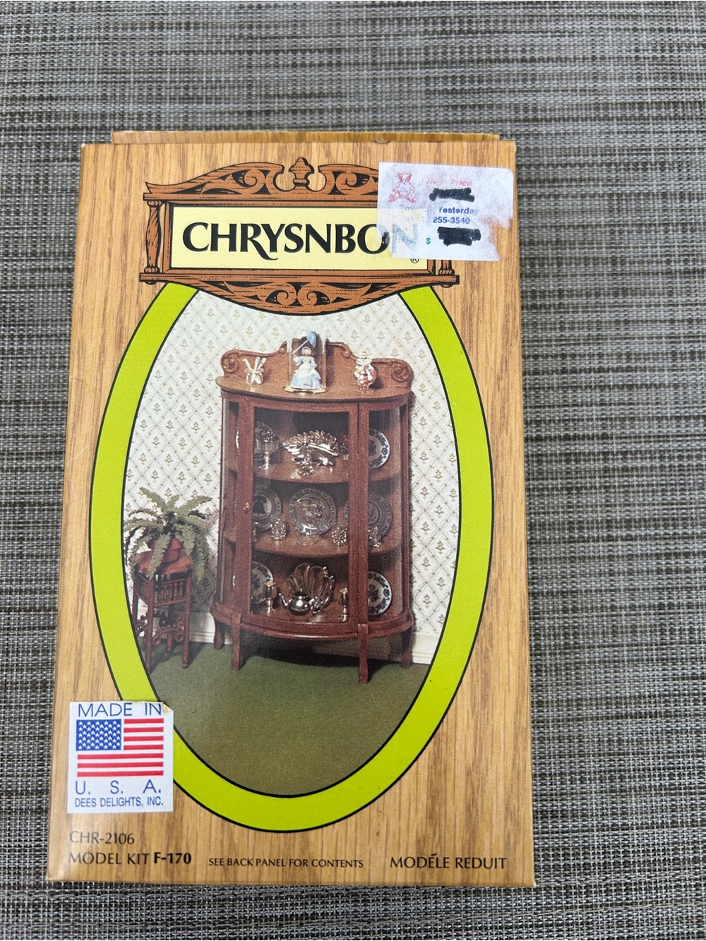 Vintage Chrysnbon F-170 China Cabinet Dollhouse Miniature Kit 1:12